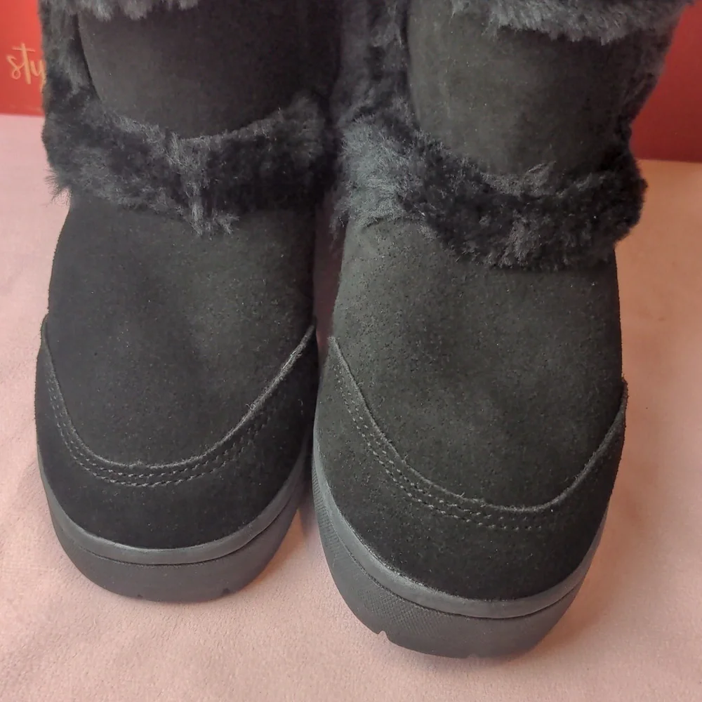 Style & Co Genuine Suede Fluffy Black Witty Black  Boots size 5